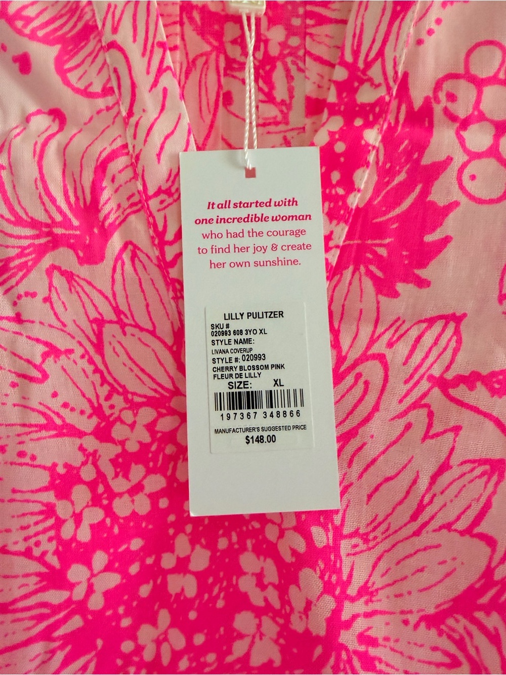Lilly Pulitzer Pink & Hot Pink Floral Swim Coverup Tunic - Picture 3 of 3